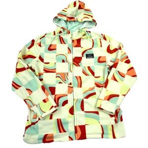 Massive Outdoor Jacket Women Medium Yellow Red Fleece Full Zip Hoodie Geometric